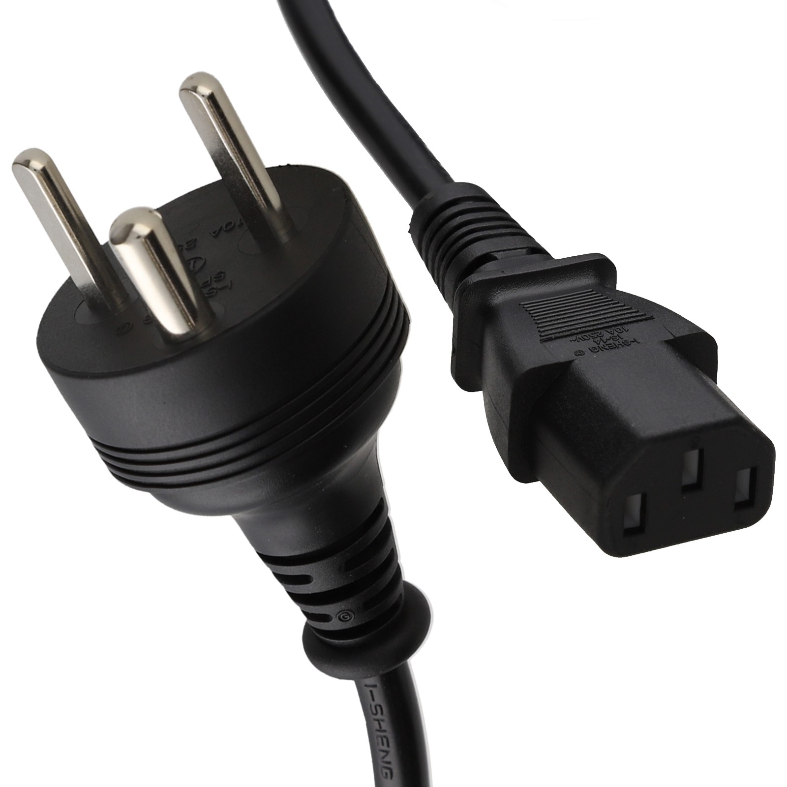 Denmark Afsnit 107-2-D1 3 Pin to IEC C13 Kettle Plug Mains Power Cable Lead   2m