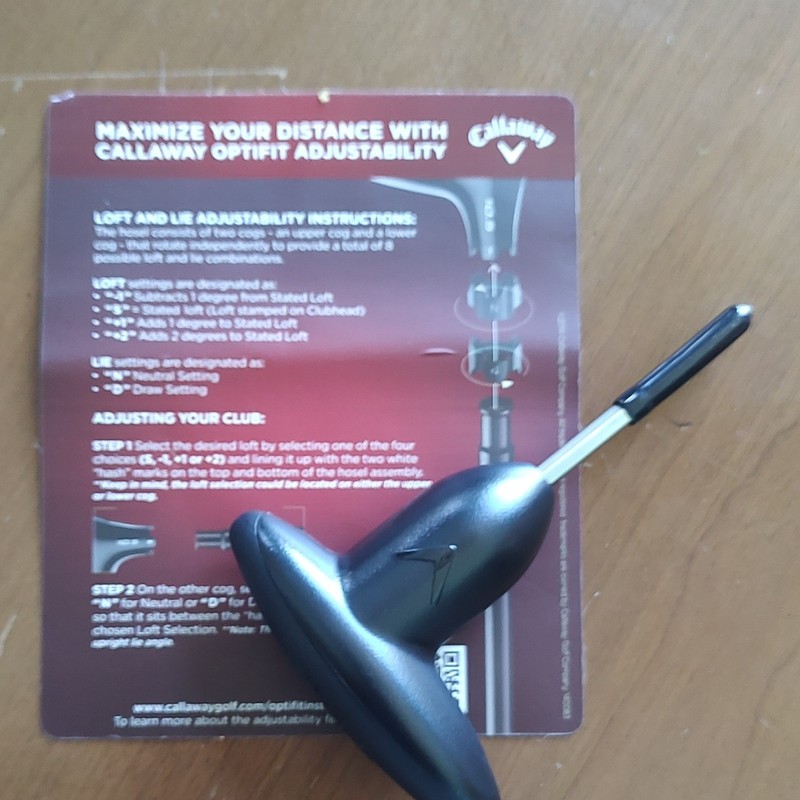 Callaway OptiFit Golf Club Adjustment Tool Wrench w/ Instructions, Black