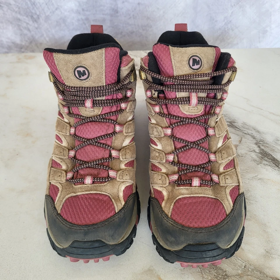 Merrell Moab 2 Mid Waterproof Hiking Boots Women's Size 8 Boulder/Blush - Image 3 of 4