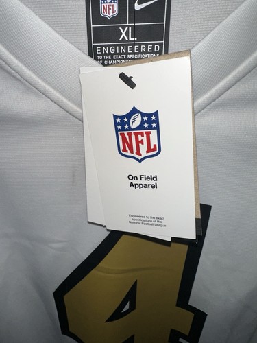 NWT Nike On Field NFL New Orleans Saints White Jersey #4 Derek Carr Football - Picture 7 of 12