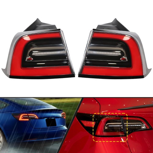 For 2020-2023 Tesla Model Y Model Amber 3 Tail Light Pair Set Left Right (4-Pin) - Picture 7 of 18