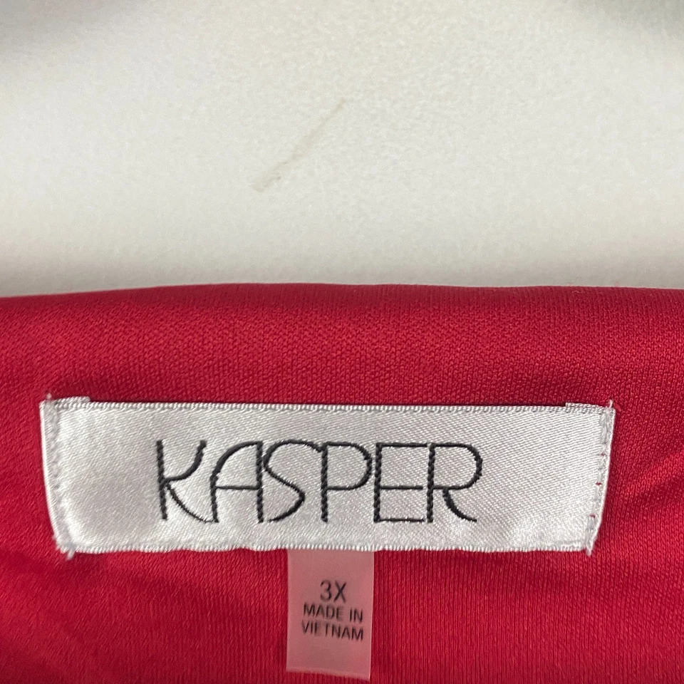 Kasper Dress Size 3X Red 3/4 Bell Sleeves Ruched Side Stretch Lined - Image 4 of 4