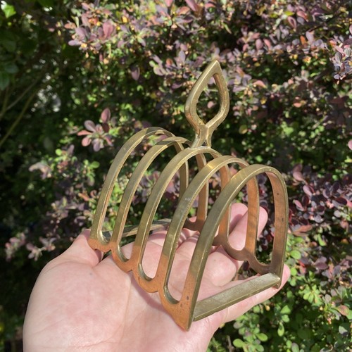Vintage Massiv Messing Toast Brief Umschlag Serviettenständer Organizer Gold - Bild 4 von 4