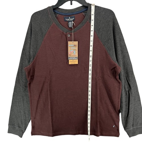 Tailor Vintage Henley Shirt Men L Red Gray Raglan Airotec Casual Preppy Comfort - 第 7/15 張圖片
