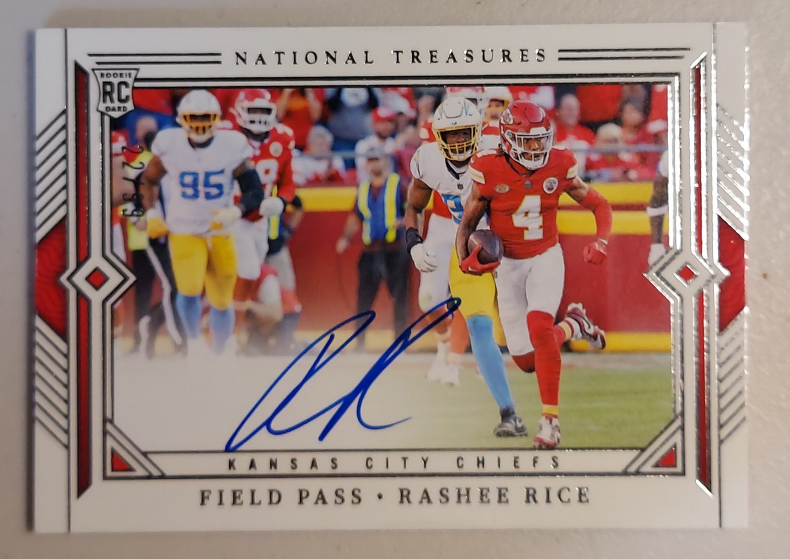 2023 National Treasures Field Pass Rashee Rice Chiefs RC Rookie AUTO /99 #FP-RR
