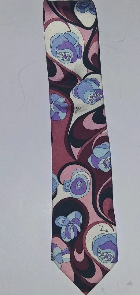 EMILIO PUCCI men's blue floral multicolor tie - Image 2 of 4