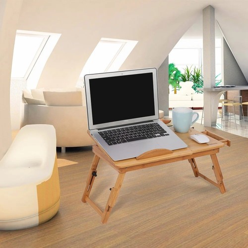 Adjustable Laptop Stand Bamboo Folding Portable Computer Desk For 16' Laptops UK - Picture 7 of 10
