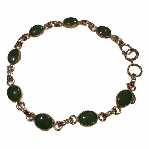 12K Gold Filled Jadeite Bracelet 7in Vintage Estate Jewelry Pre-Owned