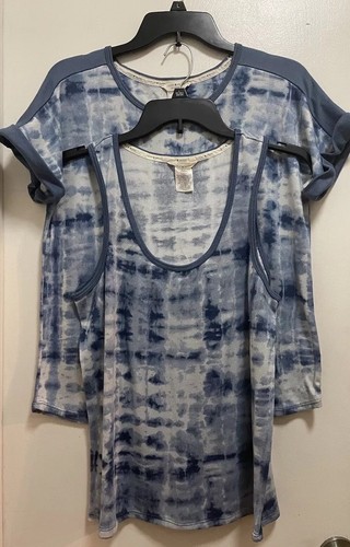 Lucky Brand 2er Set Lounge Tops blau weiß Batik Gr. M - Bild 1 von 7