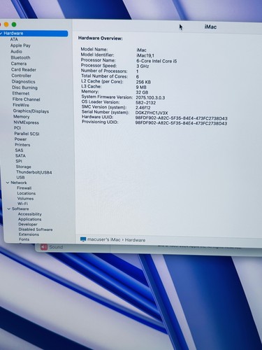 Apple iMac 27" 5K Display 2019 Intel 6-Core i5 3.0GHz 32GB Ram 512GB SSD - Picture 14 of 15