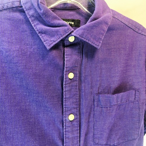 Claiborne Men's Button Up Shirt Size S/M Purple Short Sleeve Collar 100% Cotton - Picture 2 of 9