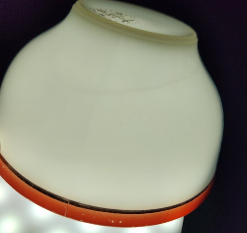 4 pezzi Place Sett PYREX vetro latte rosa fenicottero e bordo oro metà secolo vintage - Foto 7 di 15