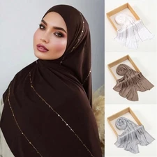New Women Soft Long Scarf Shawl Solid Color Breathable Diamond Head Wrap Hijabs