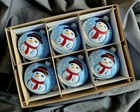 Hand Painted Glass Baubles set of 6 Christmas Tree Decorations 80 mm ornaments.