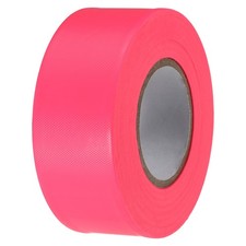 Flagging Tape 1.2"x150', PVC Non-Adhesive Neon Marking Tape, Rose Red