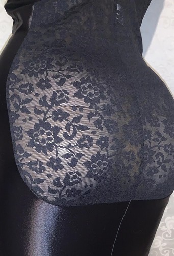 40 D NOS Vtg Black Satin Firm Power Lace Girdle Bra FULL SLIP Spandex Shaper - Picture 8 of 9