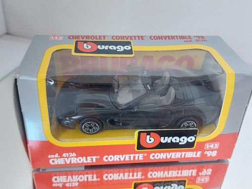 Bburago Chevrolet Corvette Cabrio '98 in nero su 1:43 nella scatola - Foto 2 di 2