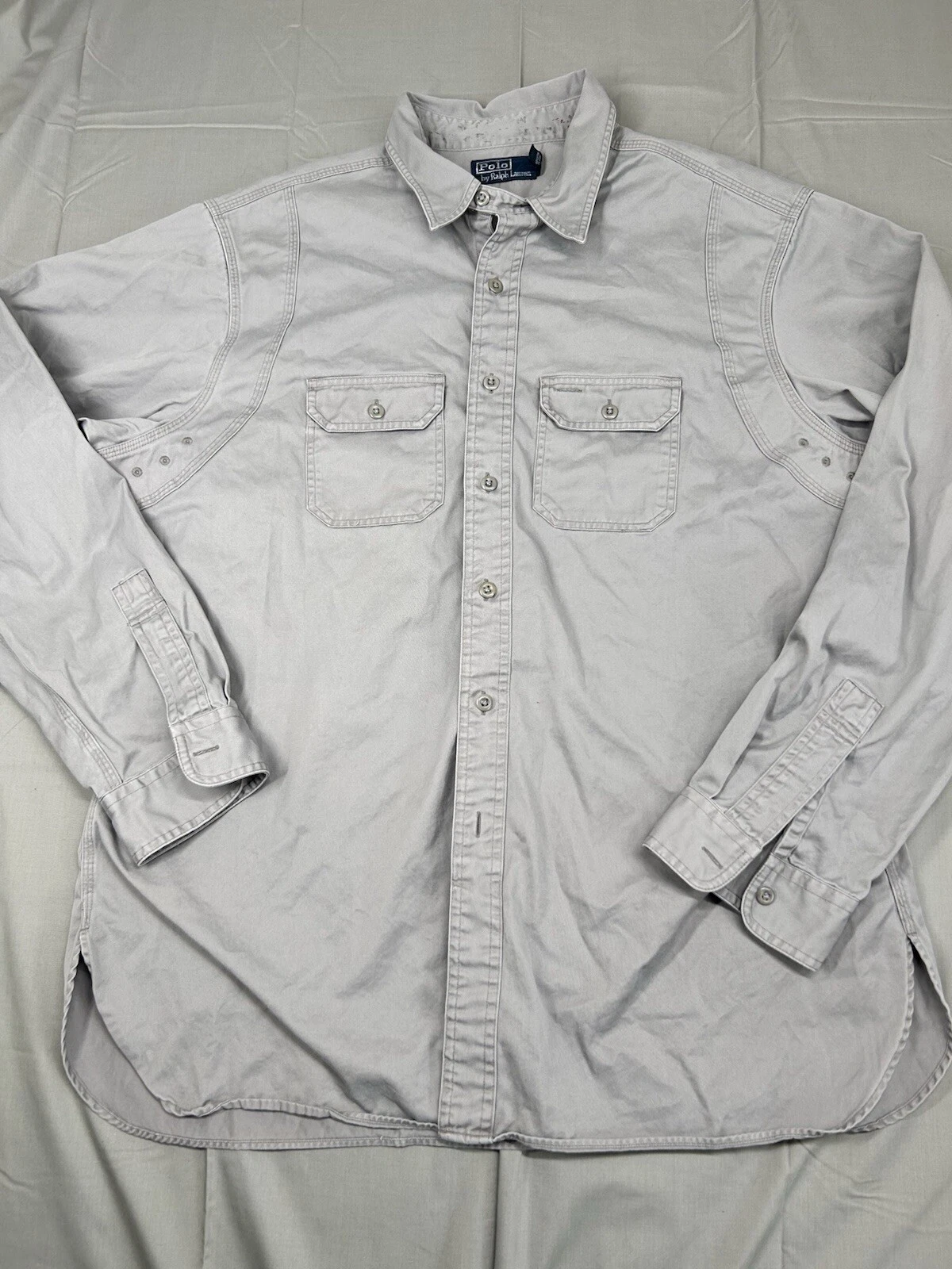 Polo Ralph Lauren 2 Pocket Shirt Gray 2XL Tactical Outdoor Long Sleeve Button Up