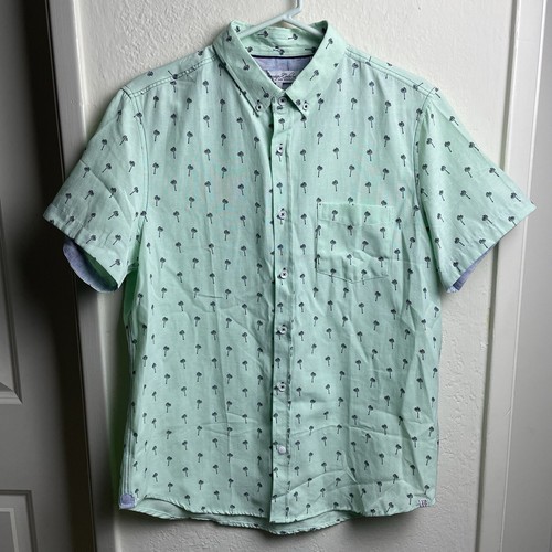 Palm Tree Button Up Shirt Men’s Size Large Mint Green Sovereign Code Los Angeles