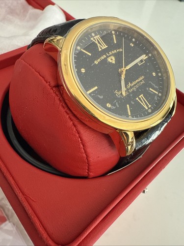 NEW RARE Swiss Legend Automatic Blue Sandstone Gold And Black Men's Watch NEW - Picture 3 of 18