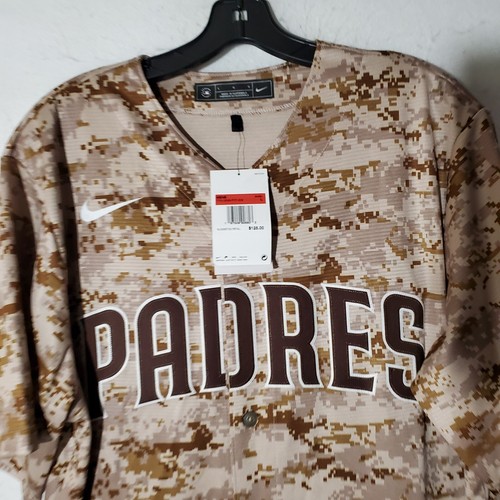 San Diego Padres Camouflage Jersey Men’s Large Nike Road Brown Blank NWT - Picture 5 of 12