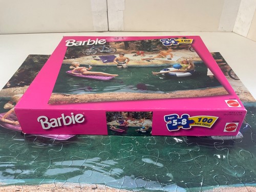 Complete ! Barbie 100 Piece Puzzle Beach Lake Ocean Swimming Party Bike Ken Play - Picture 4 of 13