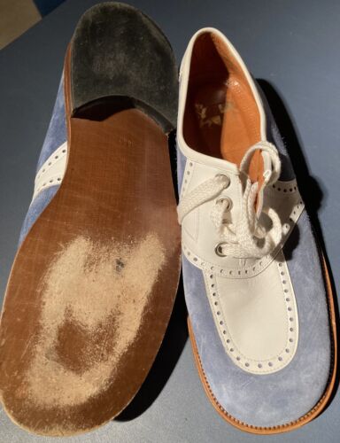 Export Made in Italy blau Wildleder Budapester Oxford Golfschuh Look Größe 10 D WUNDERSCHÖN - Bild 2 von 15