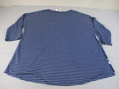 Chicos Camicia Donna 3 Blu Bianco Righe Floreale Manica 3/4 Tunica Relax - Foto 2 di 14