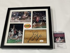 CALVIN MURPHY SIGNED 12X12 FRAMED FLOORBOARD COLLAGE HOUSTON ROCKETS JSA COA
