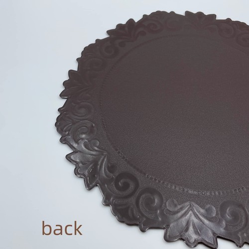 European Embossed Waterproof Faux Leather Round Table Placemats Set of 6 Wipe... - Picture 7 of 8