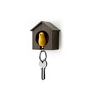 Birdhouse Key Hook Birdhouse Key Ring - Brown House with Yellow Bird