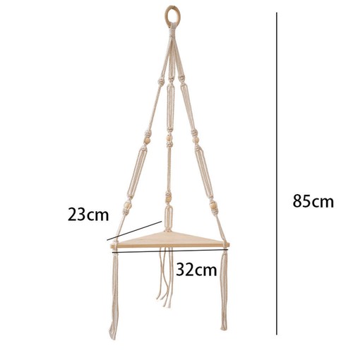 Wall Hanging Plant Floating Shelves Boho Cotton Rope Woven Wood Shelf Home Decor - Bild 3 von 27