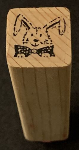 Alextamping Bow Tie Bunny Rabbit Rubber Stamp - Picture 1 of 3