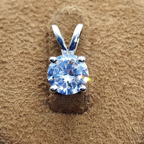 1 Ct Round Certified Real Moissanite Solitaire 4-Prong Pendant White Gold Plated - Picture 4 of 12