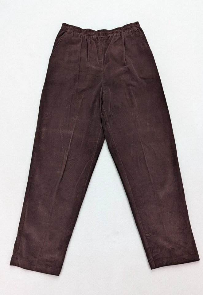 Pantalones para mujer Jeno Neuman talla 10 marrón cintura elástica pull-on pana suave Foto 2 de 4