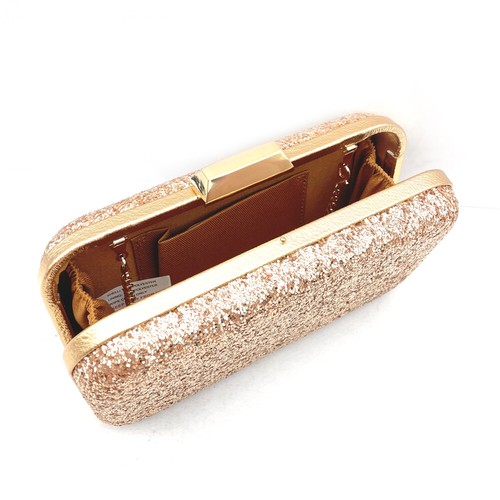 Damen Grob Glitzer Zweifarbig Box Tasche Luxus Abend Clutch Hochzeit Party Tasche - Bild 10 von 17