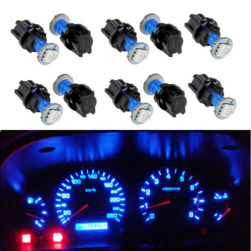 10pcs T5 PC74 12V Twist Socket Instrument Panel Cluster Dash LED Light Bulbs Kit - Foto 21 di 27