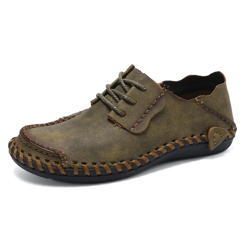 Handmade Leather Casual Shoes Men Lace Up Comfortable Soft 