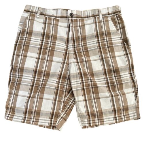 Faded Glory über dem Knie Chino Shorts Herren 36 weiß kariert neu mit Etikett