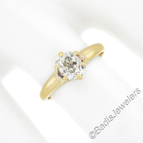 Antique Victorian 14k Gold 0.82ct Old Cushion Diamond Solitaire Engagement Ring - Picture 6 of 9