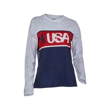 Spyder Eric Haze White Womens USA Snow Crew 360° Stretch Terry Graphic Top M NEW