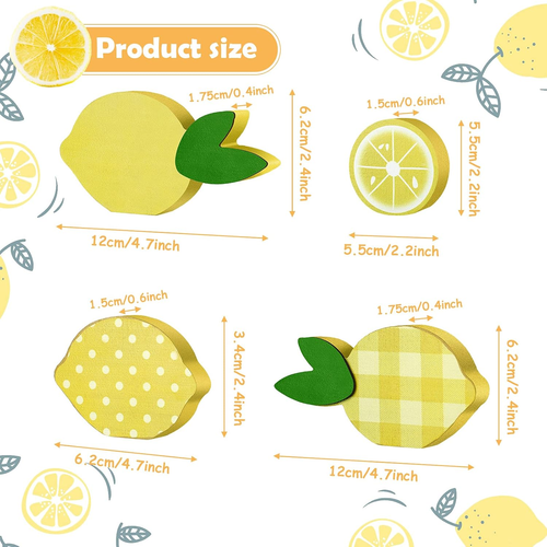 4 Pieces Wooden Lemon Tiered Tray Decor Sign Wood Lemon-Shaped Shelf Sitter Plai - Picture 2 of 12