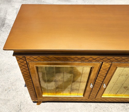 Gilt Gold Leaf Buffet Sideboard Bar Credenza Cabinet Custom Made 95" - Picture 6 of 17