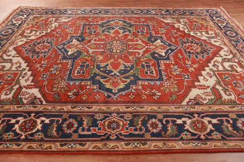 Classic Luxury Hand-Knotted Heriz Serapi Indian Area Rug for Living Room 9x12 ft - Picture 12 of 18