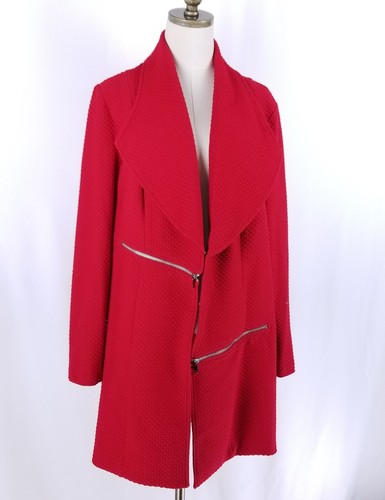 PETER NYGARD Textured Jacket Size XL Red Accent Zipper Shawl Collar Hook Closure - Picture 2 of 6