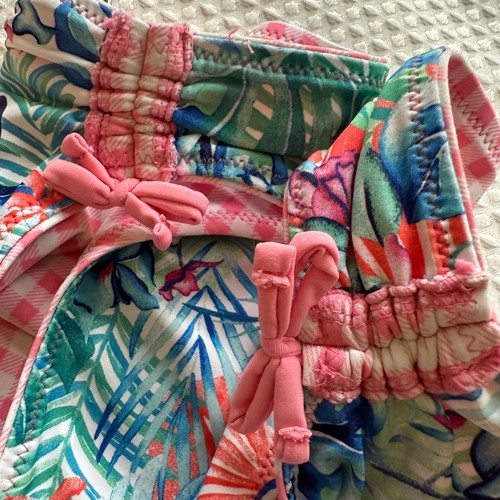 Tommy Bahama Swimsuit Bottom Girls' Size 12 Reversible Palm Party / Pink Gingham - Picture 6 of 10