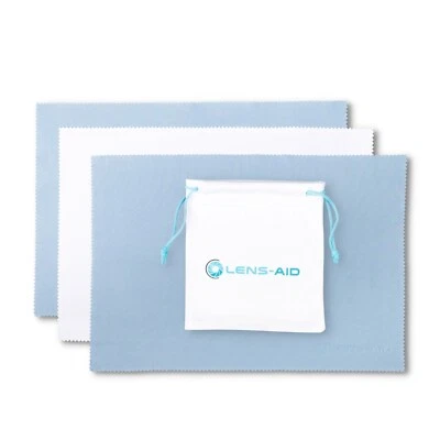 LENS-AID 3er Set XXL Mikrofasertücher mit Beutel - Mikrofasertuch Kamera Objektiv Brille