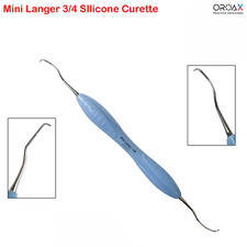 Minicureta dental Langer con mango de silicona, ideal para limpieza radicular.