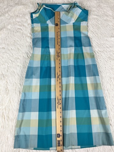 Perry Ellis Damen blau kariert Neckholder Top ärmellos A-Linie Kleid Größe 8 - Bild 17 von 24