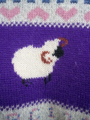 Woolrich Vintage Wollmischung Pullover Gr. L OSTERN Hase Kaninchen Schaf Sampler Top - Bild 6 von 10